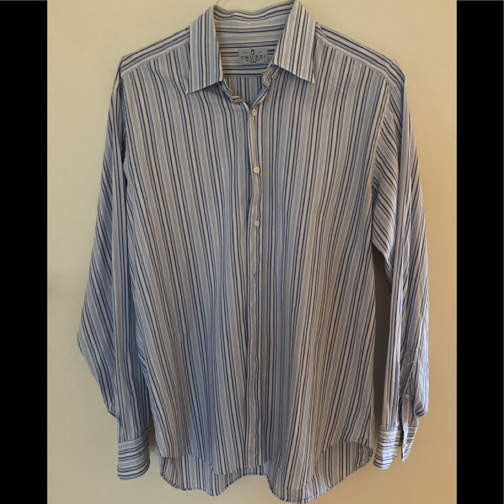 Truzzi Men’s Stripped Casual Dress Shirt.
